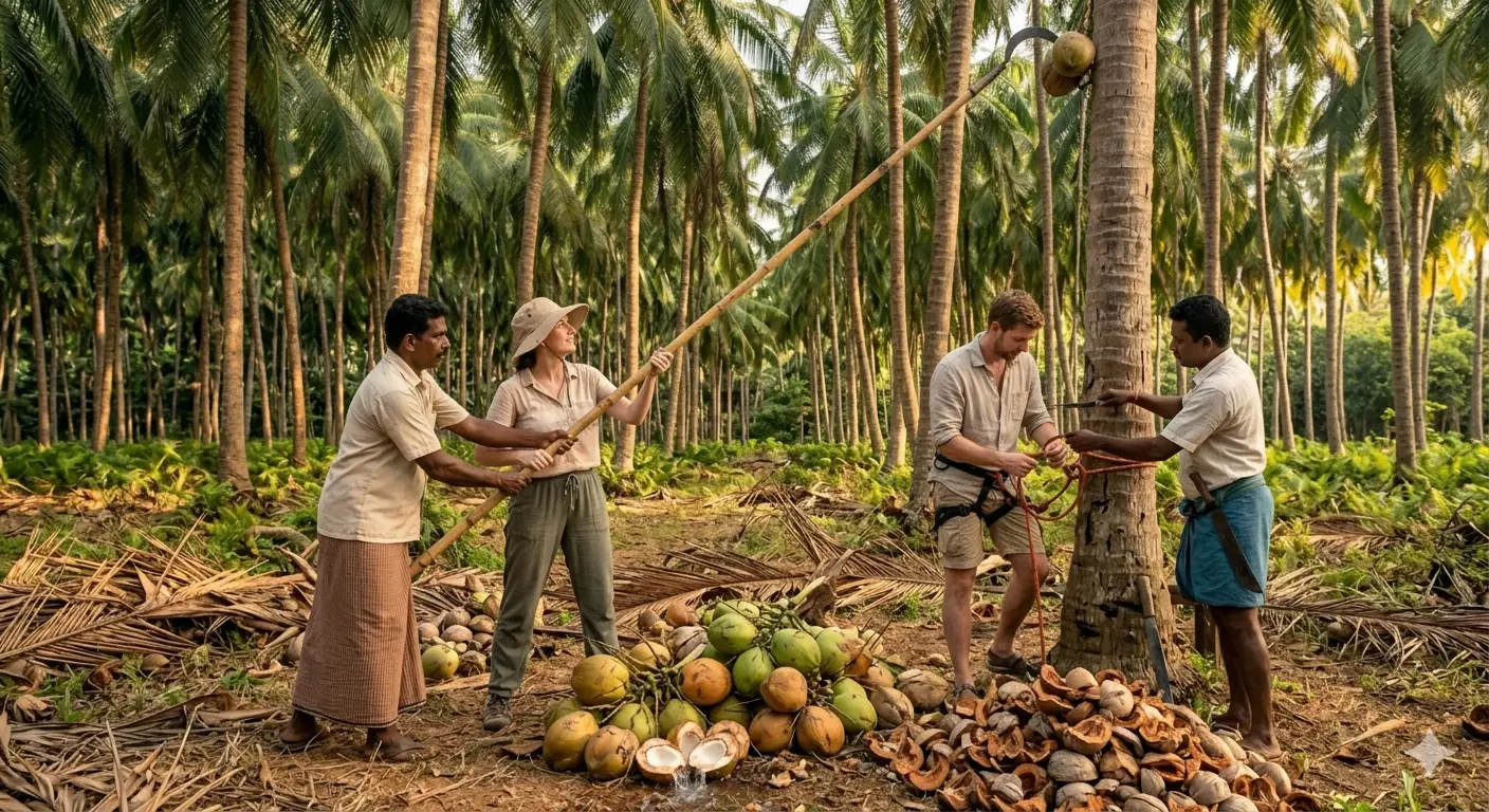 Guests taking part in agriculture at Palm Grove