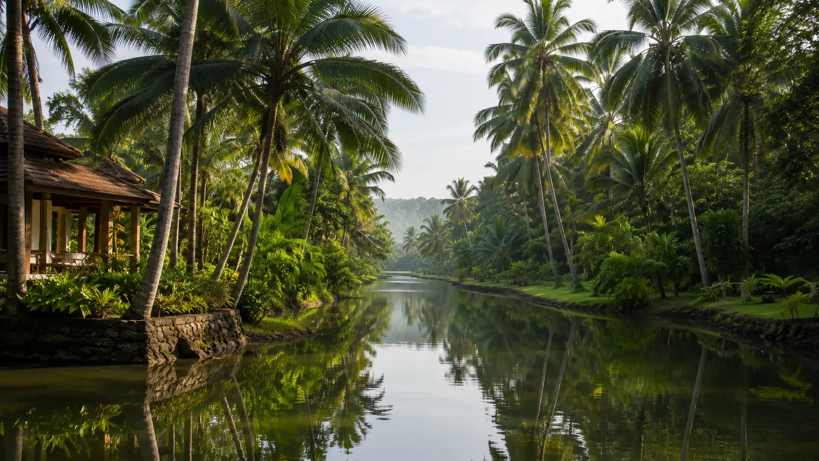 Natural waterway flowing through Palm Grove